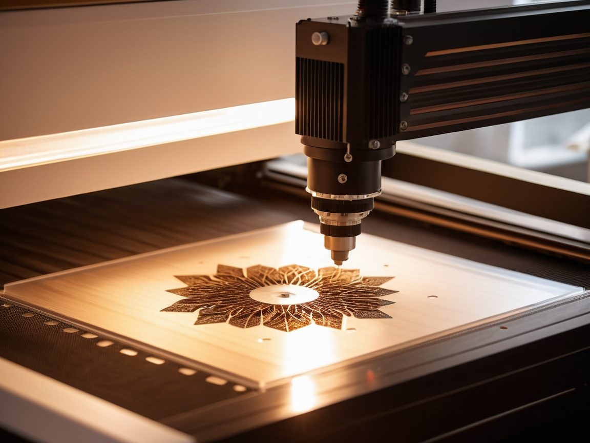 Máquina de corte a laser gravando uma chapa de acrílico